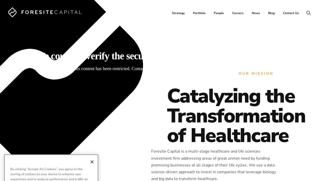 Foresite Capital multi-stage healthcare investment firm website