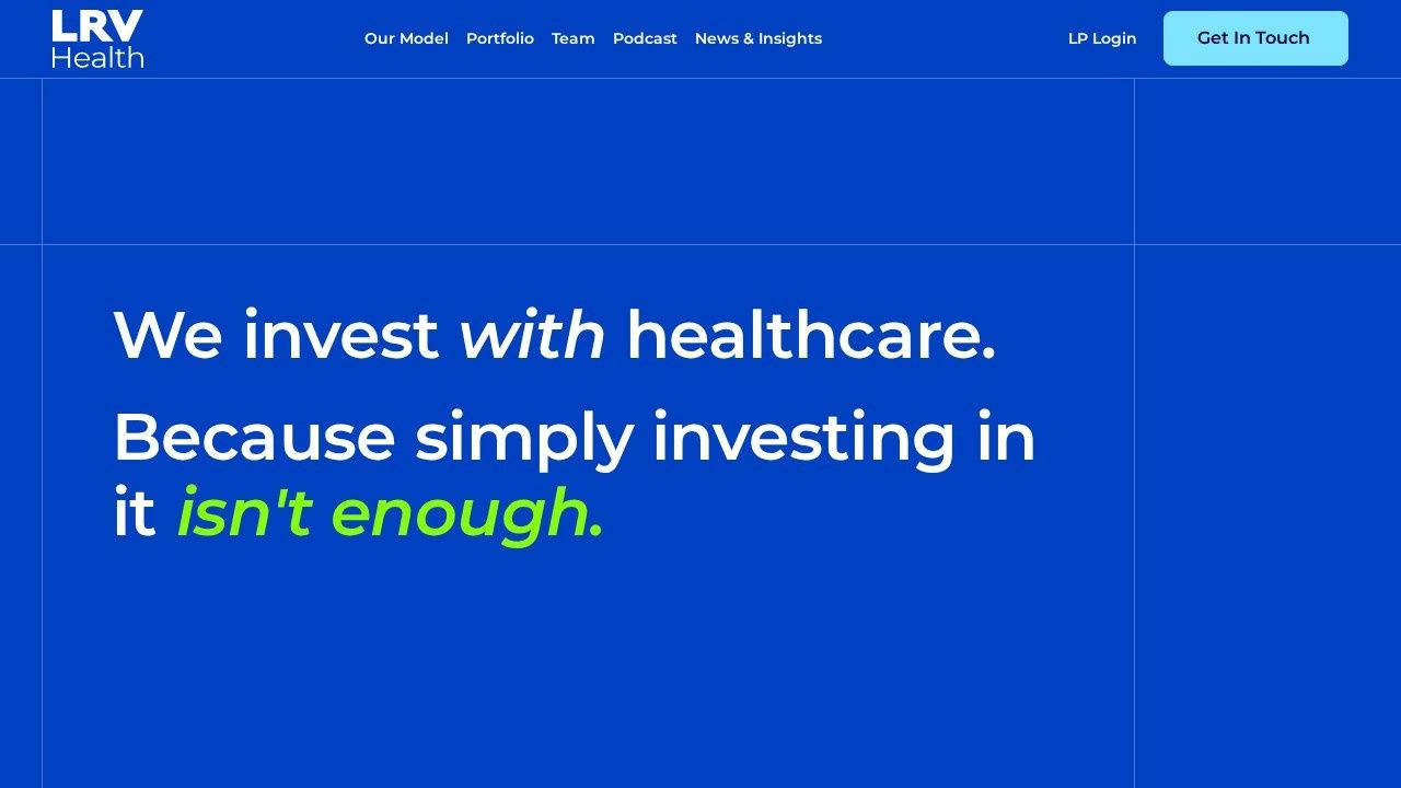 LRVHealth provider and payer backed investment website