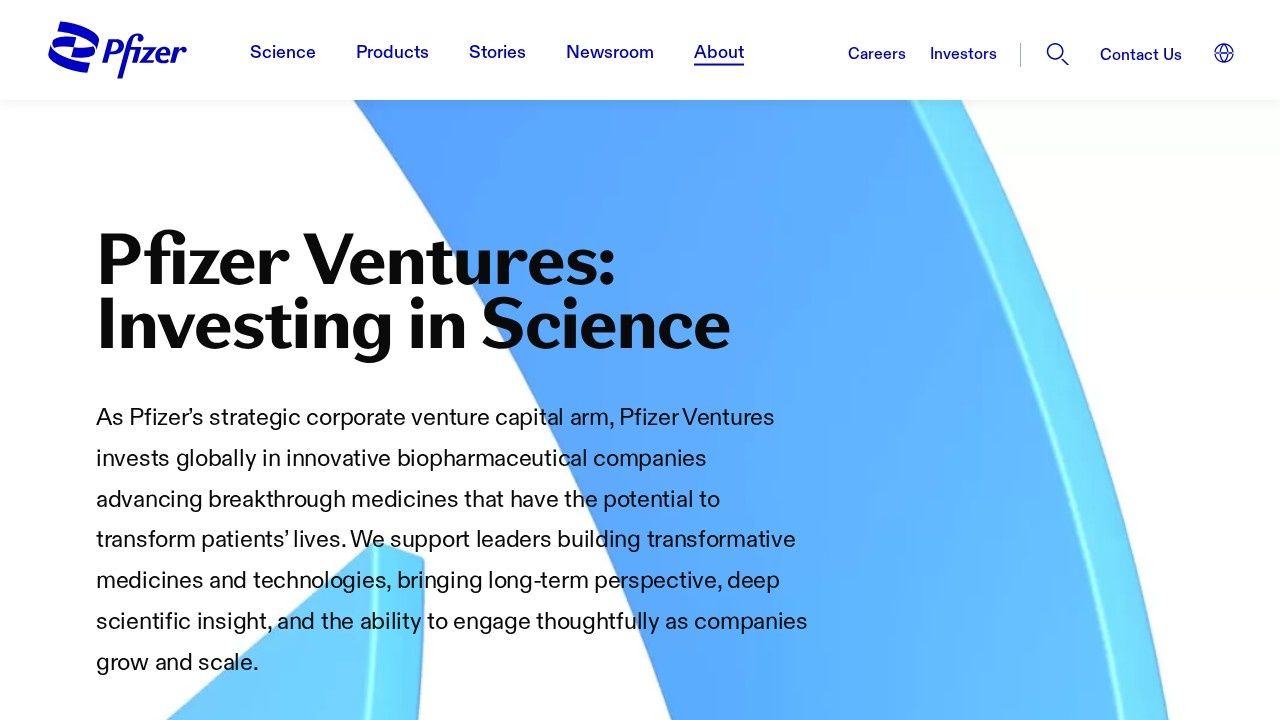Pfizer Ventures venture investments page