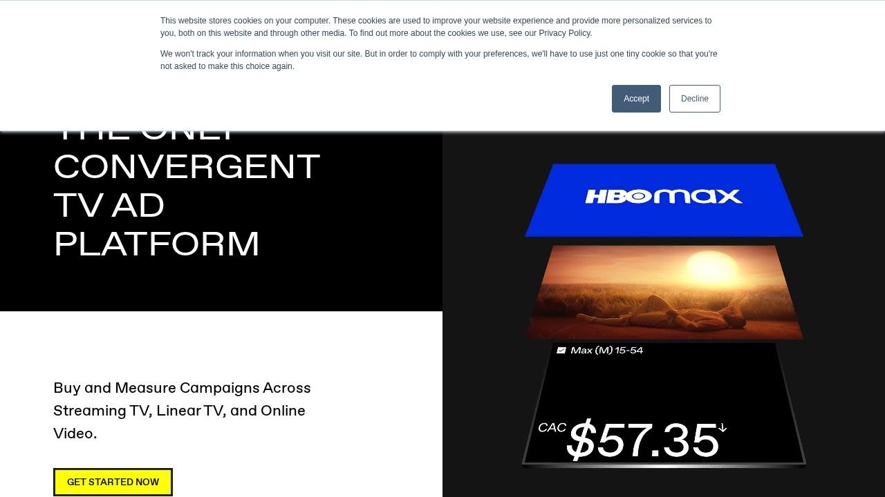 Tatari convergent TV advertising platform homepage for streaming and linear TV